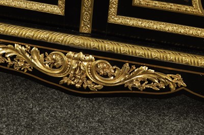 Lot 875 - MATHIEU BEFORT (BEFORT JEUNE) (1813 - 1880) A FINE 19TH CENTURY PIETRA DURA AND ORMOLU MOUNTED EBONISED SIDE CABINET OF LARGE SIZE