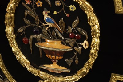 Lot 875 - MATHIEU BEFORT (BEFORT JEUNE) (1813 - 1880) A FINE 19TH CENTURY PIETRA DURA AND ORMOLU MOUNTED EBONISED SIDE CABINET OF LARGE SIZE