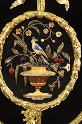 Lot 875 - MATHIEU BEFORT (BEFORT JEUNE) (1813 - 1880) A FINE 19TH CENTURY PIETRA DURA AND ORMOLU MOUNTED EBONISED SIDE CABINET OF LARGE SIZE