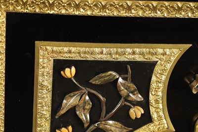 Lot 875 - MATHIEU BEFORT (BEFORT JEUNE) (1813 - 1880) A FINE 19TH CENTURY PIETRA DURA AND ORMOLU MOUNTED EBONISED SIDE CABINET OF LARGE SIZE