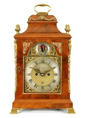 Lot 758 - ROBERT WOOD, LONDON.  A GEORGE III MAHOGANY ORMOLU MOUNTED AUTOMATON BRACKET CLOCK