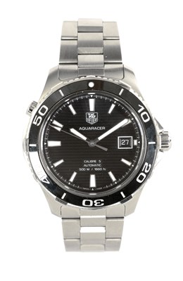 Lot 285 - A GENTLEMAN’S STAINLESS STEEL TAG HEUER AQUARACER AUTOMATIC WRISTWATCH