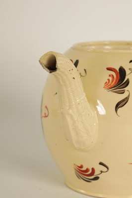 Lot 52 - AN 18TH CENTURY STAFFORDSHIRE CREAMWARE  ROYAL COMMEMORATIVE GLOBULAR TEAPOT CIRCA 1770