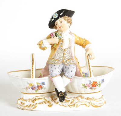 Lot 31 - A LATE 19TH CENTURY MEISSEN FIGURAL DOUBLE-SIDED SALT