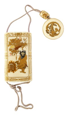 Lot 220 - A FINE JAPANESE MEIJI PERIOD IVORY AND SHIBAYAMA INRO