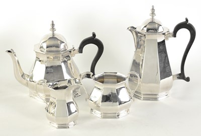 Lot 323 - A GEORGE VI FOUR PIECE SILVER TEA SERVICE