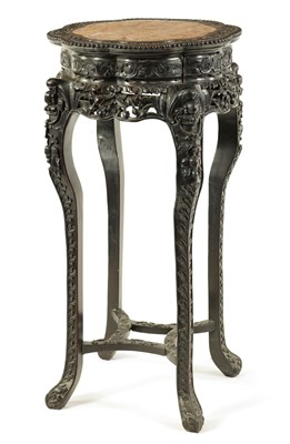 Lot 85 - A 19TH CENTURY CHINESE CARVED HARDWOOD TALL JARDINERE STAND
