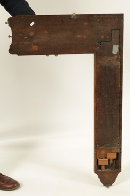 Lot 847 - CHARLES ORME, ASHBY-DE-LA-ZOUCH - DATED 1741. A FINE GEORGE II WALNUT AND BRASS BANDED ANGLE BAROMETER