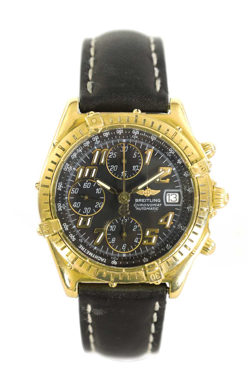 Lot 287 - A GENTLEMAN’S 18CT GOLD BREITLING CHRONOMAT WRISTWATCH