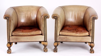 Lot 893 - A PAIR OF LATE 19TH CENTURY PALE LEATHERED...