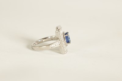 Lot 251 - A LADIES 18CT WHITE GOLD, SAPPHIRE AND DIAMOND RING