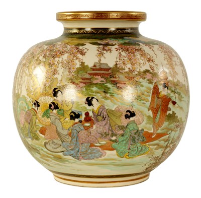 Lot 161 - A JAPANESE MEIJI PERIOD SATSUMA BULBOUS VASE