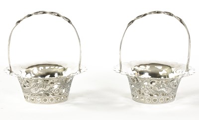 Lot 120 - A PAIR OF CHINESE SILVER SWEETMEAT BASKETS