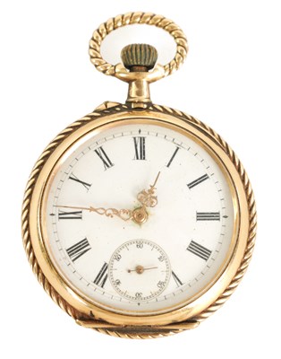 Lot 262 - A 14CT GOLD OPEN FACE POCKET WATCH CIRCA 1900