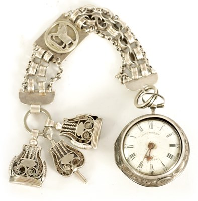 Lot 257 - RICHARDSON, LONDON. A MID 18TH CENTURY PAIR CASED SILVER VERGE POCKET WATCH