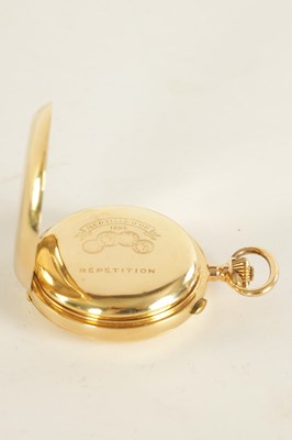 Lot 279 - A LATE 19TH CENTURY 18CT GOLD  HUNTER CHRONOGRAPH QUARTER REPEATING POCKET WATCH
