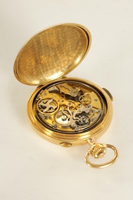 Lot 279 - A LATE 19TH CENTURY 18CT GOLD  HUNTER CHRONOGRAPH QUARTER REPEATING POCKET WATCH