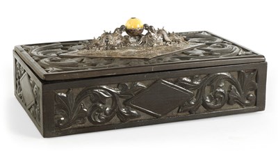 Lot 84 - A 19TH CENTURY CHINESE CARVED HARDWOOD (POSSIBLY ZITAN) LIDDED BOX