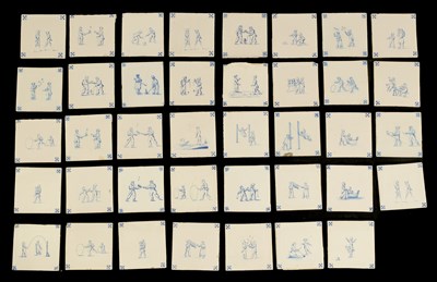 Lot 58 - A COLLECTION OF 39  BLUE AND WHITE DELFT TILES