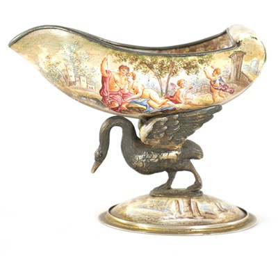 Lot 239 - A 19TH CENTURY VIENNESE SILVER AND ENAMEL TABLE SALT