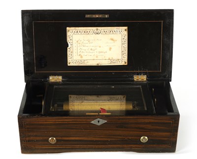 Lot 785 - A LATE 19TH CENTURY SWISS SIX AIRS CYLINDER MUSIC BOX