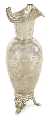 Lot 87 - A 19TH CENTURY CHINESE SILVER ENGRAVED VASE