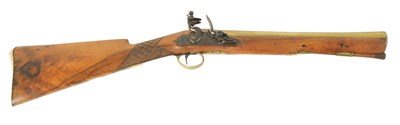 Lot 379 - I.H. WALDRON, LONDON. AN EARLY 19TH CENTURY BRASS BARRELLED FLINTLOCK BLUNDERBUSS