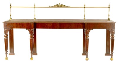 Lot 790 - A LATE REGENCY MAHOGANY INVERTED BREAKFRONT SERVING TABLE OF LARGE SIZE IN THE MANNER OF GILLOWS