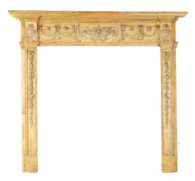 Lot 709 - AN 18TH CENTURY CARVED PINE ADAM STYLE FIRE SURROUND