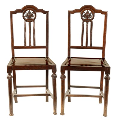 Lot 153 - A GOOD PAIR OF 19TH CENTURY CHINESE HARDWOOD SIDE CHAIRS