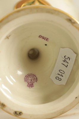 Lot 43 - HARRY STINTON. A FINE PAIR OF ROYAL WORCESTER OVOID PEDESTAL CABINET VASES AND COVERS