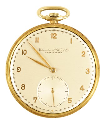 Lot 273 - INTERNATIONAL WATCH COMPANY. AN 18CT GOLD OPEN FACE POCKET WATCH