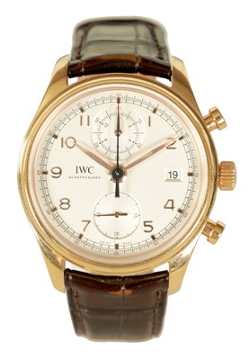Lot 288 - A GENTLEMAN’S 18CT ROSE GOLD IWC PORTUGIESER CHRONOGRAPH CLASSIC