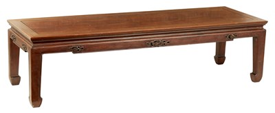 Lot 218 - A 19TH CENTURY CHINESE HARDWOOD LOW OCCASIONAL / ALTER TABLE