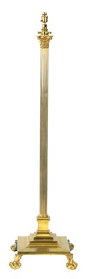 Lot 1099 - A GOOD 19TH CENTURY REGENCY STYLE TELESCOPIC ELECTRIFIED BRASS STANDARD LAMP