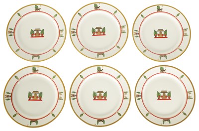 Lot 54 - A BOXED SET OF SIX LOUIS CARTIER LIMOGES DESSERT PLATES