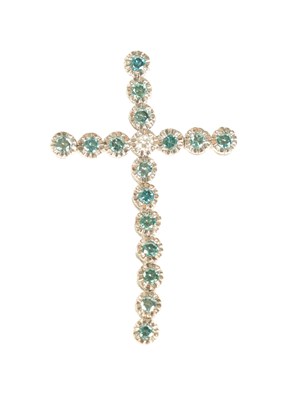 Lot 222 - AN 18CT WHITE GOLD AND TREATED BLUE DIAMOND PENDANT