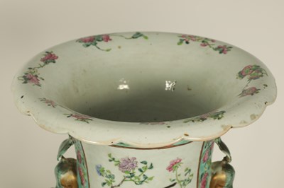 Lot 165 - A LARGE AND IMPRESSIVE PAIR OF 19TH CENTURY CANTONESE FAMILLE ROSE HALL VASES