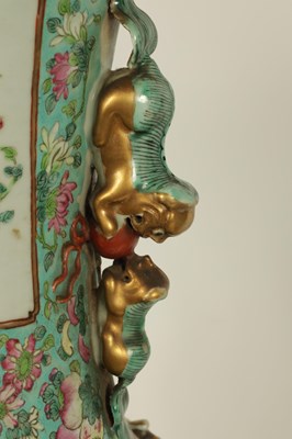 Lot 165 - A LARGE AND IMPRESSIVE PAIR OF 19TH CENTURY CANTONESE FAMILLE ROSE HALL VASES