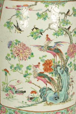 Lot 165 - A LARGE AND IMPRESSIVE PAIR OF 19TH CENTURY CANTONESE FAMILLE ROSE HALL VASES