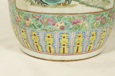 Lot 165 - A LARGE AND IMPRESSIVE PAIR OF 19TH CENTURY CANTONESE FAMILLE ROSE HALL VASES