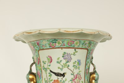 Lot 165 - A LARGE AND IMPRESSIVE PAIR OF 19TH CENTURY CANTONESE FAMILLE ROSE HALL VASES