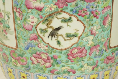 Lot 165 - A LARGE AND IMPRESSIVE PAIR OF 19TH CENTURY CANTONESE FAMILLE ROSE HALL VASES