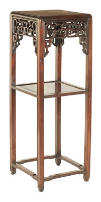 Lot 91 - A 19TH CENTURY CHINESE HARDWOOD TALL JARDINIERE STAND