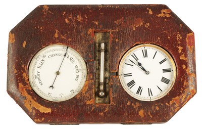 Lot 257 - A LATE 19TH CENTURY MOROCCAN LEATHER CASED POCKET WATCH DESK COMPENDIUM