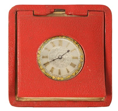 Lot 253 - A LATE 19TH CENTURY SILVER CASED FOB WATCH IN PIG SKIN CARRYING CASE
