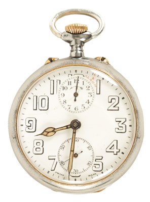 Lot 261 - A 1930s SWISS OPEN FACED POCKET WATCH ALARM