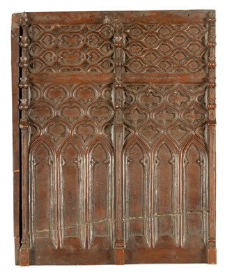 Lot 556 - A 16TH/17TH CENTURY GOTHIC CARVED WALNUT PANEL