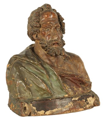 Lot 36 - A 17TH CENTURY POLYCHROME TERRACOTTA BUST