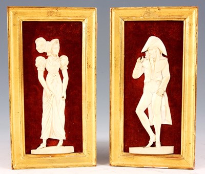 Lot 523 - A PAIR OF 19TH CENTURY CARVED IVORY...